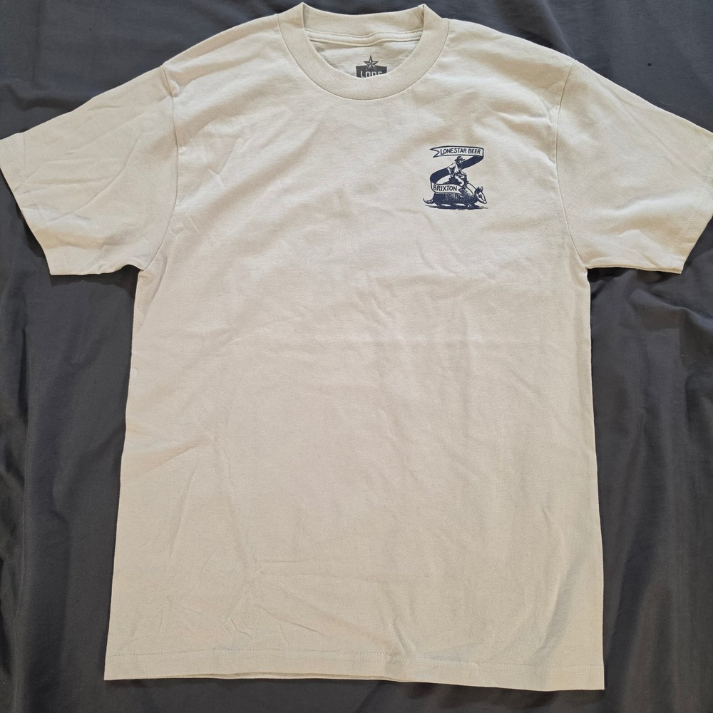 Brixton x Lone Star Beer Mens White T-Shirt Texas Armadillo Graphic Tee Small